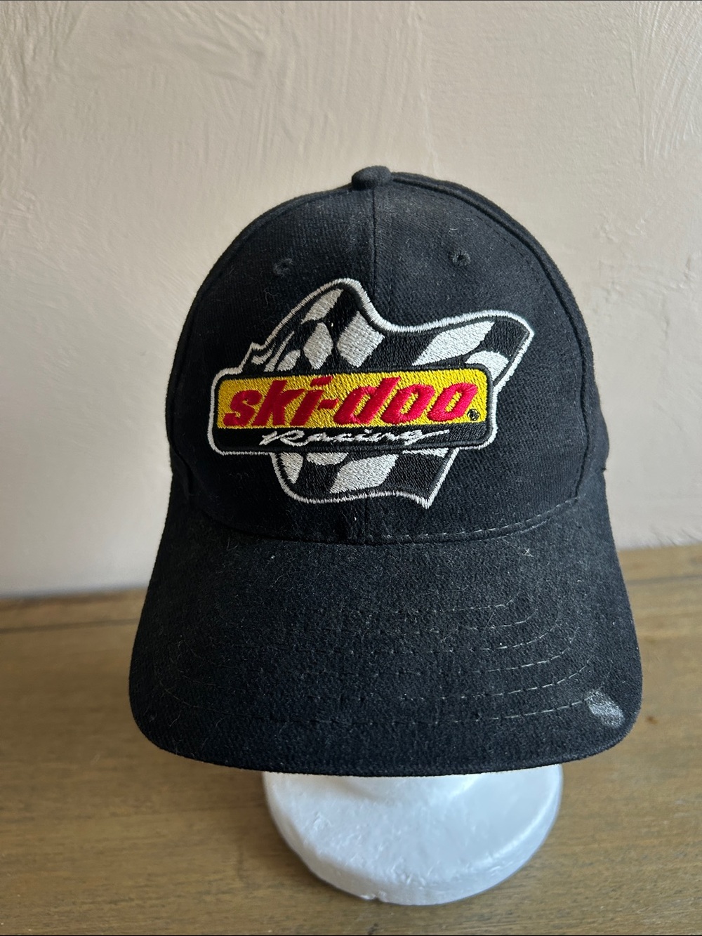 Vintage Black Ski-doo Racing Hat With Checkered Flag Logo Sno Gear. Made in USA
